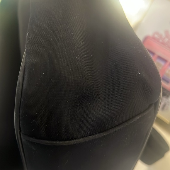 Coach messenger bag soft canvas material all black leather trim w lots of pocket - Picture 9 of 16